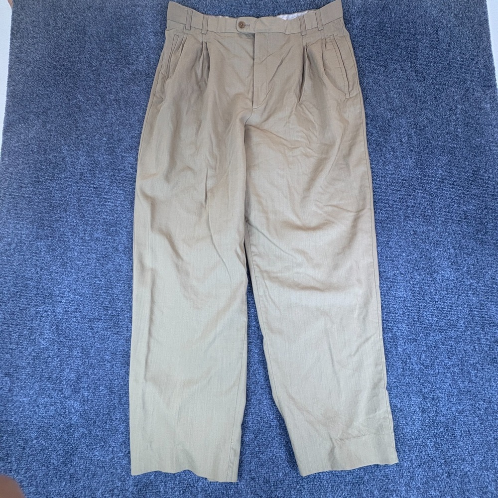 Zanella Peaches En Regalia Dress Pants Mens 32x28 Tan Virgin Wool Pleated Front